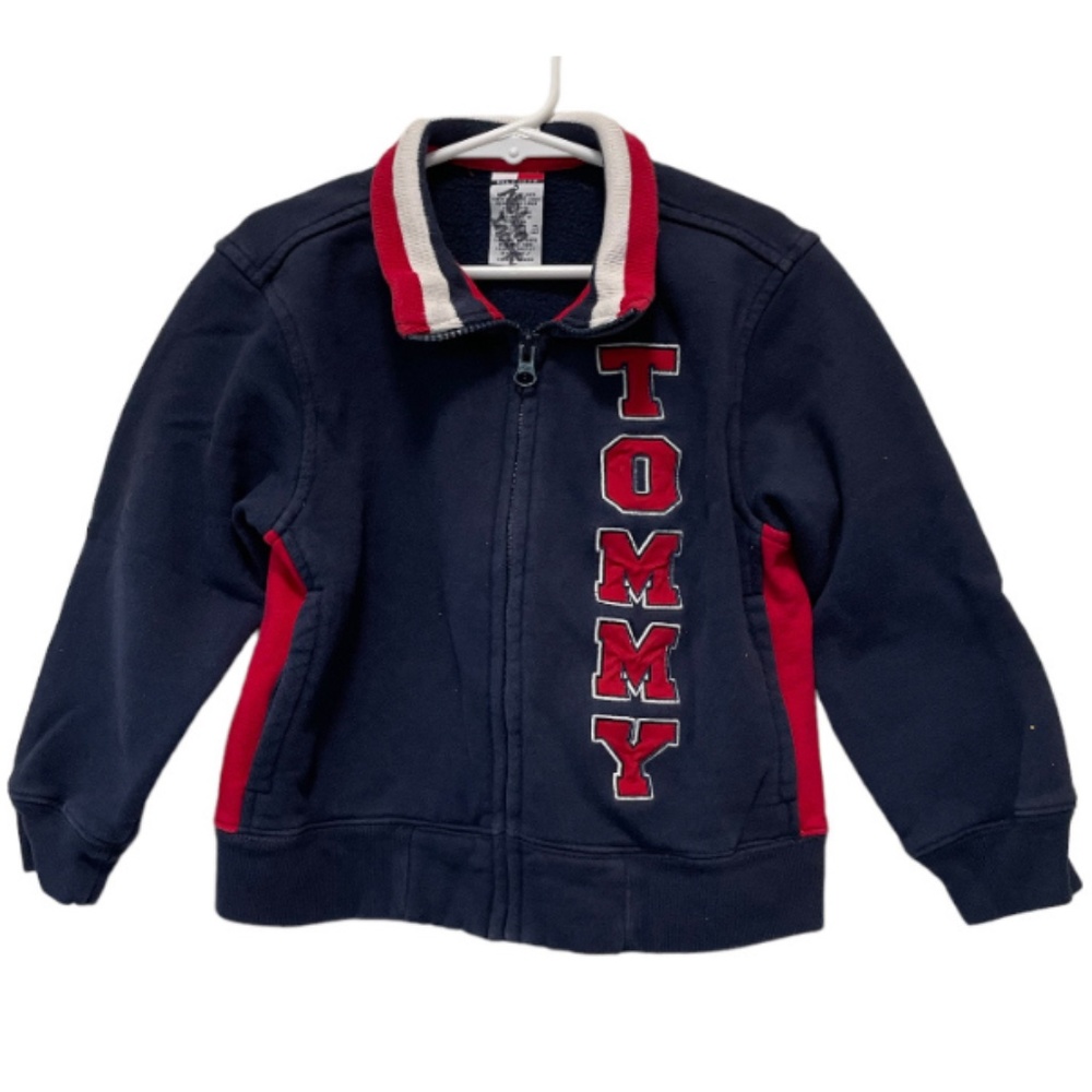 Tommy Hilfiger Navy Blue Red and White 85 Letterman Style Jacket Size 5